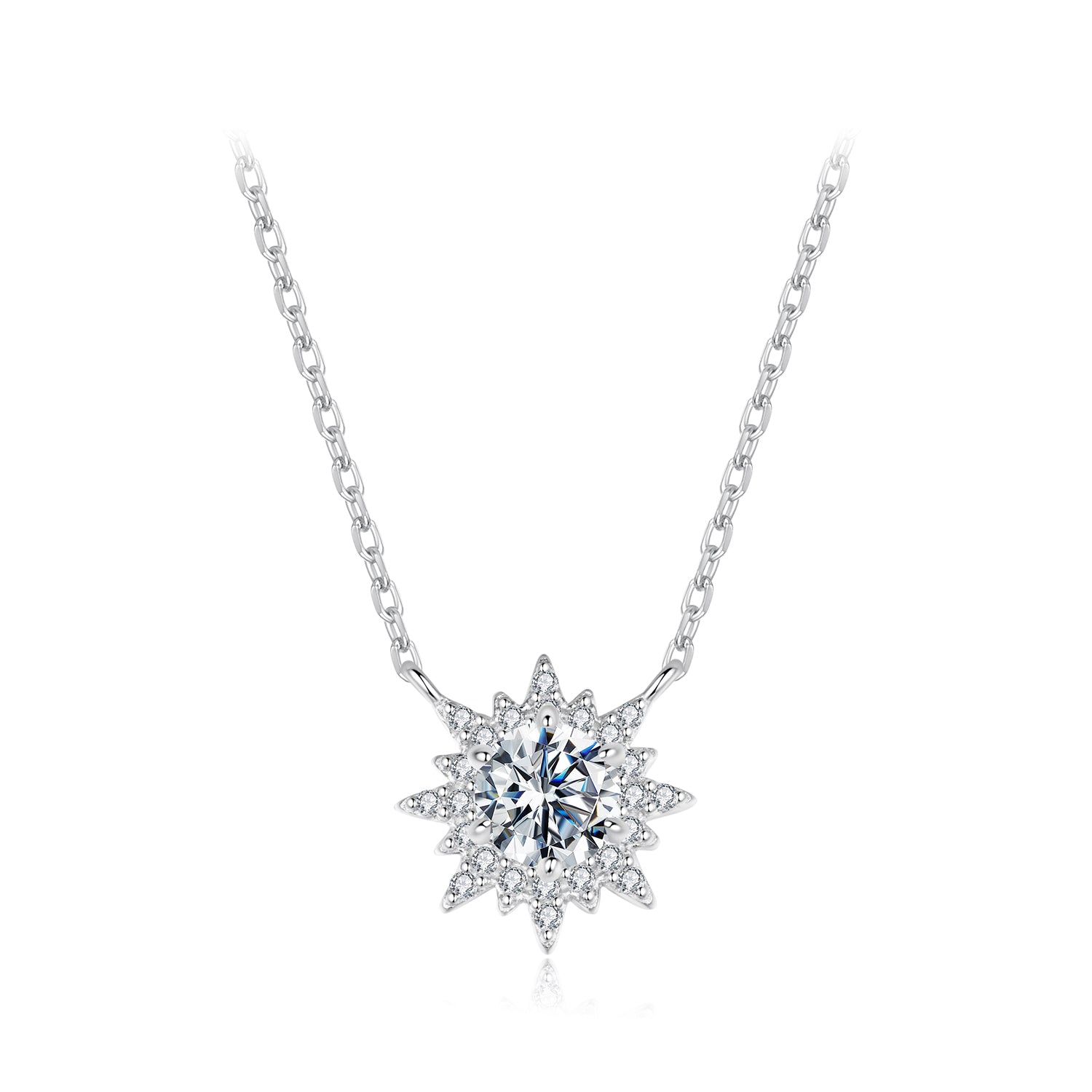 Sun Moissanite Pendant Necklace | Sterling Silver