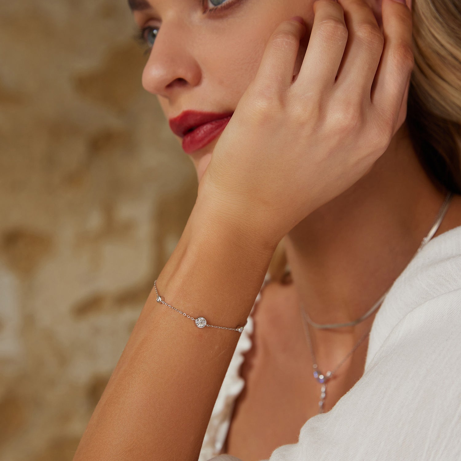 Three-Stone Moissanite Bracelet | Bezel-Set in Sterling Silver