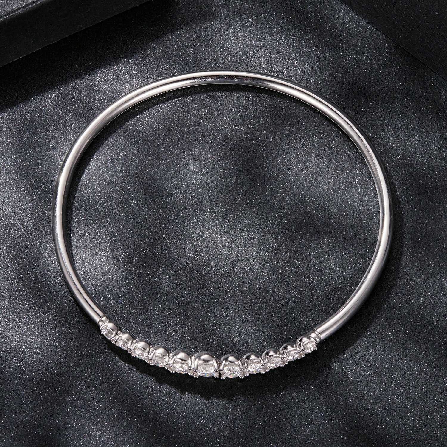 Shining Open Moissanite Bangle Bracelet | Sterling Silver