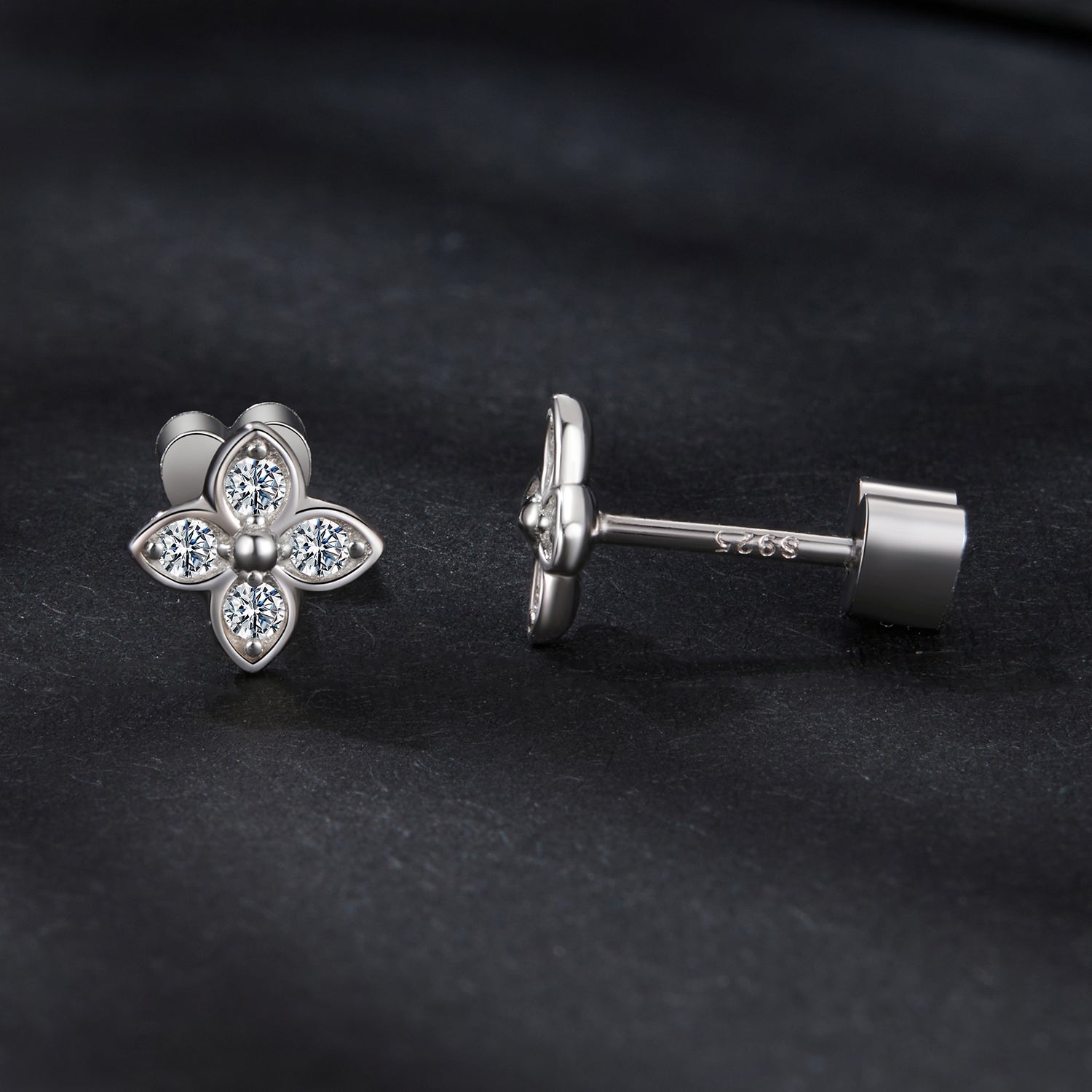 Four Leaf Clover Moissanite Earrings | Sterling Silver
