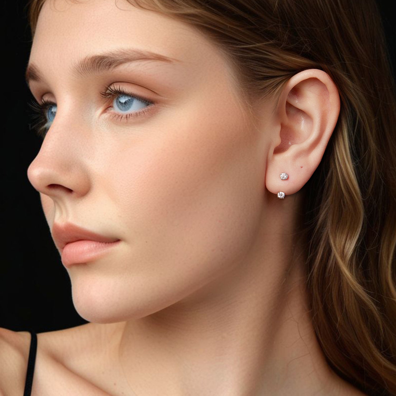 Front-Back Moissanite Stud Earrings | Sterling Silver