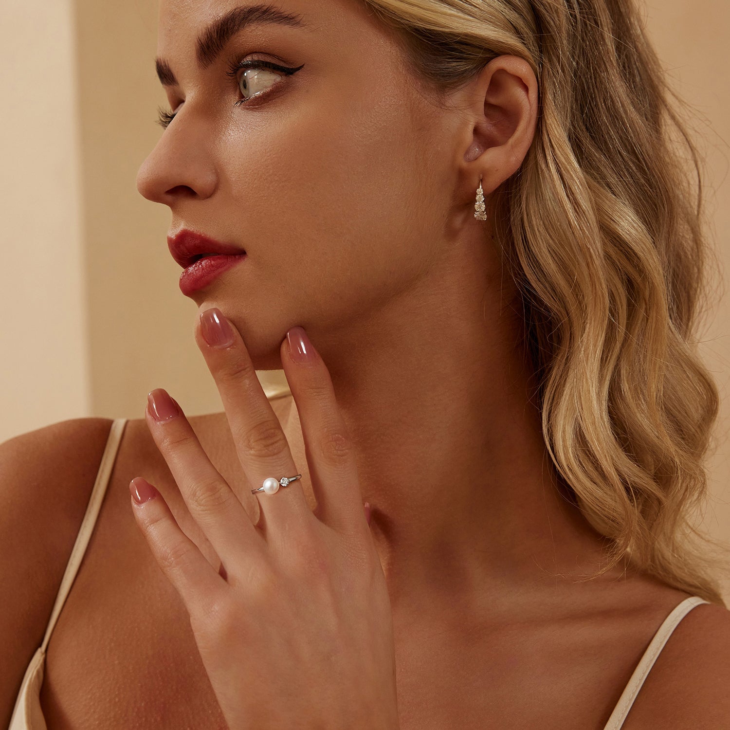 Pearl & Moissanite Ring | Sterling Silver