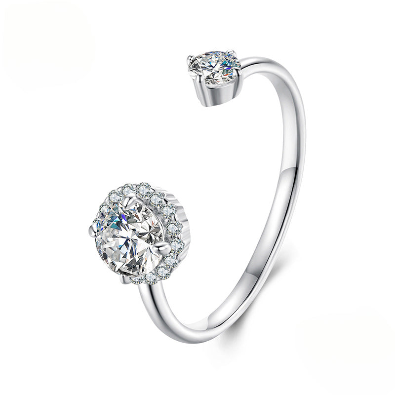 Fashion Moissanite Open Ring | Sterling Silver