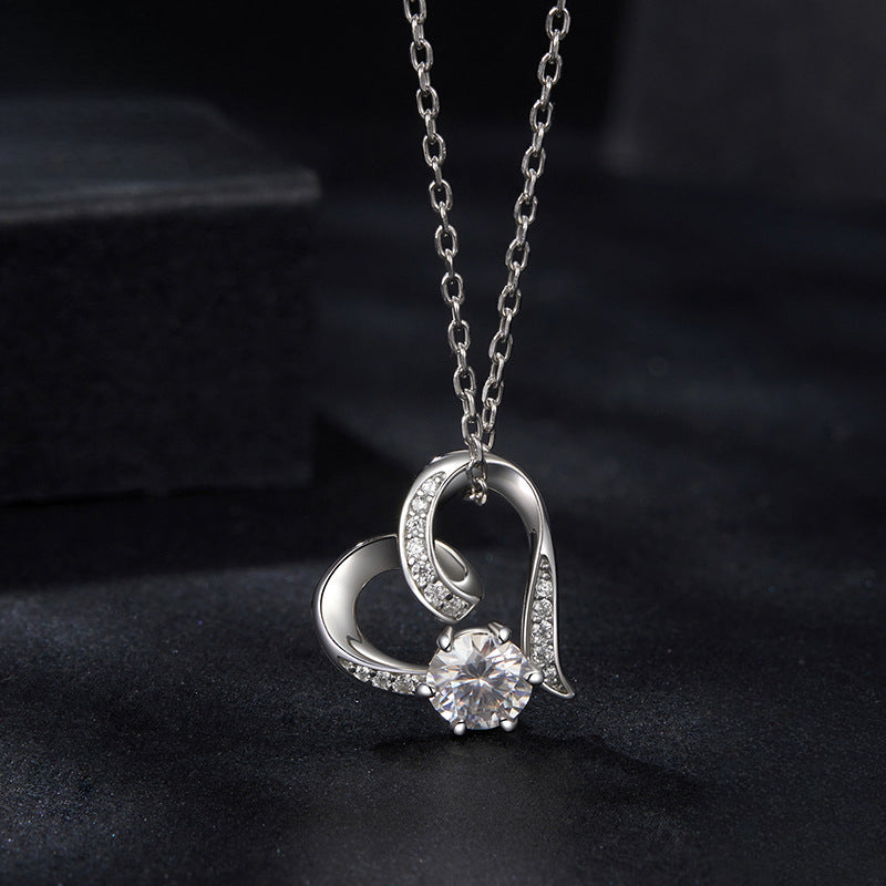 Heart Moissanite Necklace | Sterling Silver