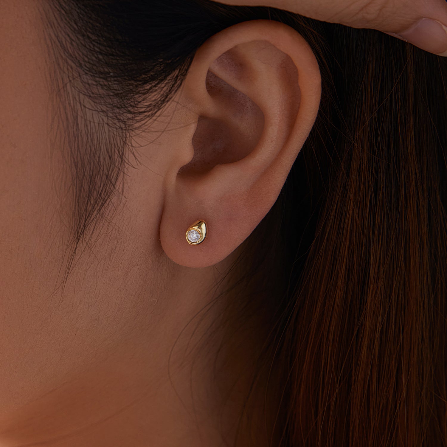 Teardrop Moissanite Stud Earrings | Sterling Silver