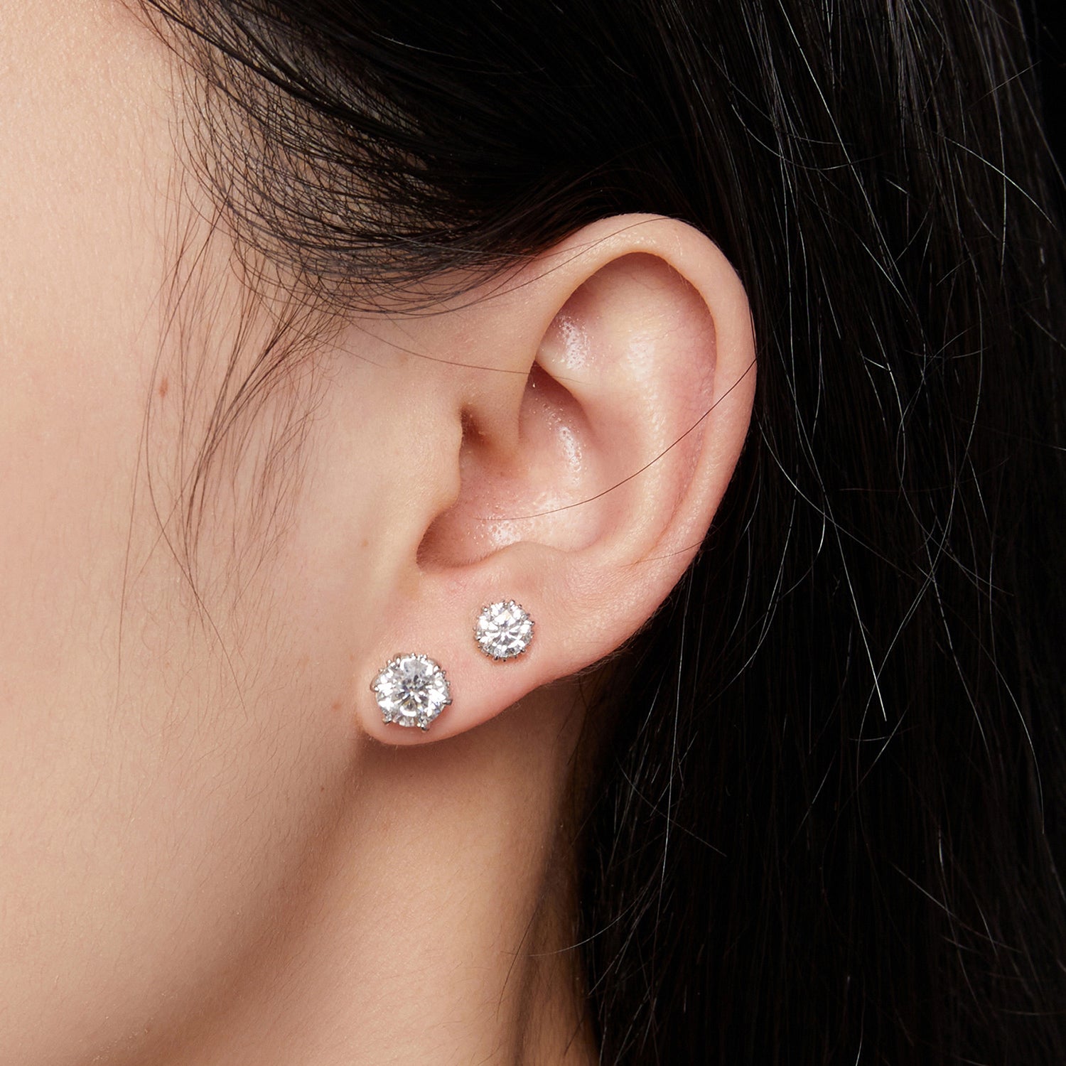 Classic Moissanite Stud Earrings | Six-Prong Setting in Sterling Silver