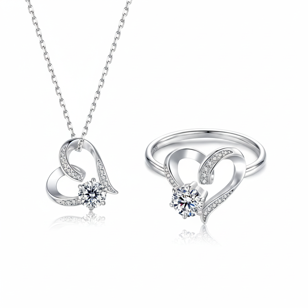 Heart Moissanite Set - Clean Square Image